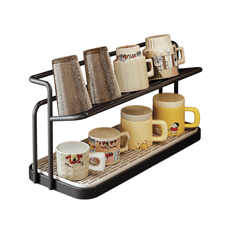 Double-layer dish rack for draining cups 49