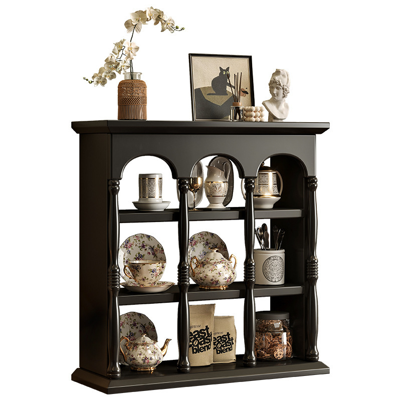 French retro solid wood cup wall-mounted shelf 53