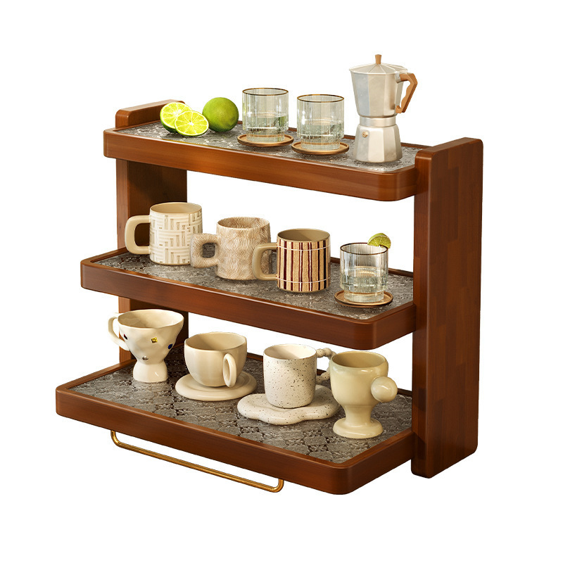 Retro solid wood cup storage rack 50 01