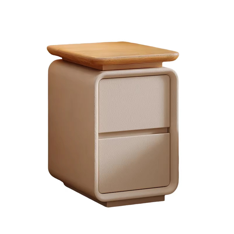 Cream-colored small no-installation bedside table 42