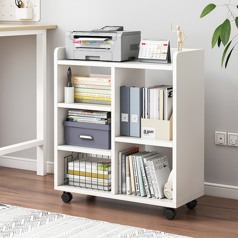 Floor-standing movable table under shelf 38
