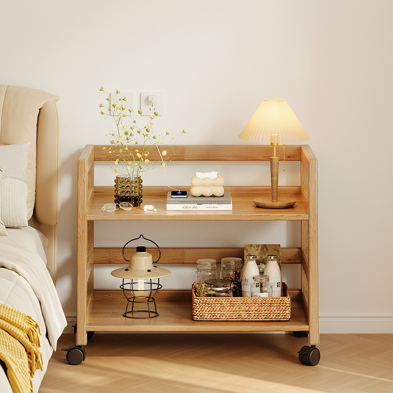 Solid wood floor-standing movable storage rack 43